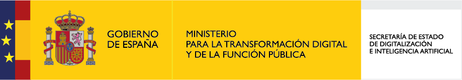 Flag of Spain with the text "Gobierno de España," representing the Ministry for Digital Transformation and Public Function, and the State Secretariat for Digitalization and Artificial Intelligence.
